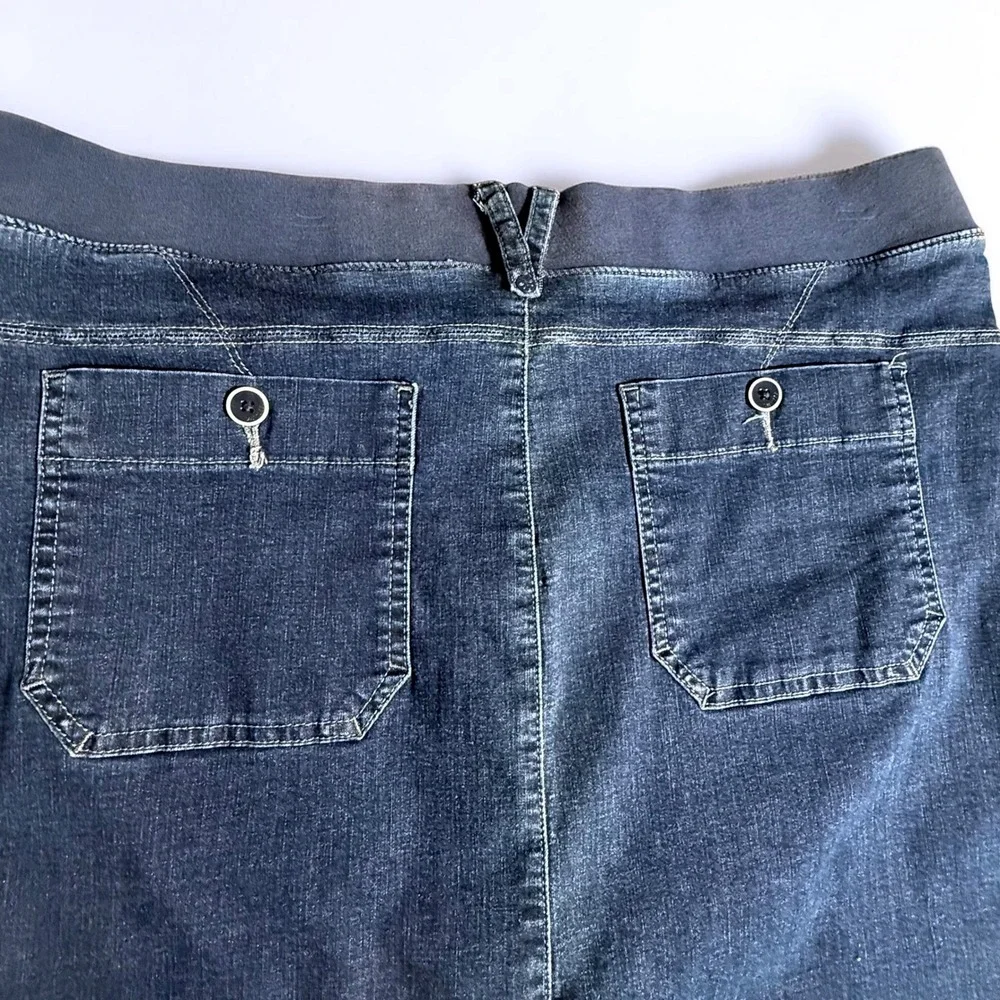 Lee Platinum Label Denim Mini Skirt Dark Wash Elastic Waist Size 14 Medium